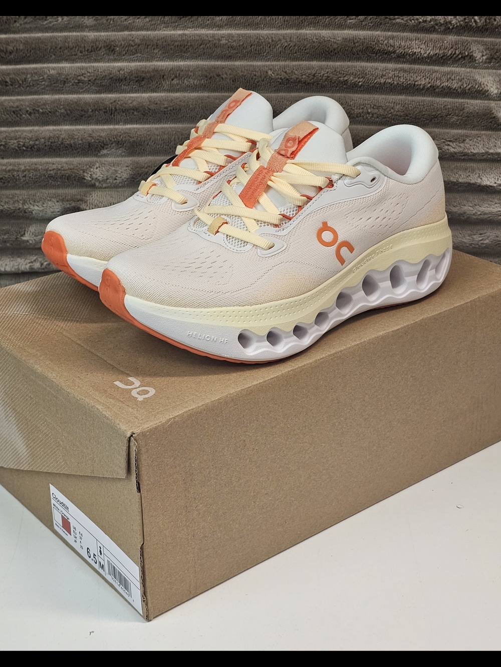 On Running Cloud Surfer Women's Running Shoes Cream with Orange Accents